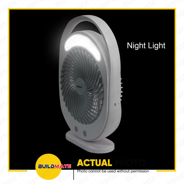 FIREFLY Rechargeable Fan with Night Light FEL658 •BUILDMATE•