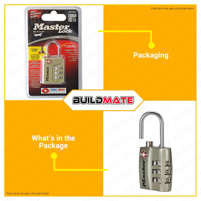 MASTER LOCK TSA Combination Padlock with Alert Indicator #4687DNKL 30mm 100% ORIGINAL •BUILDMATE•