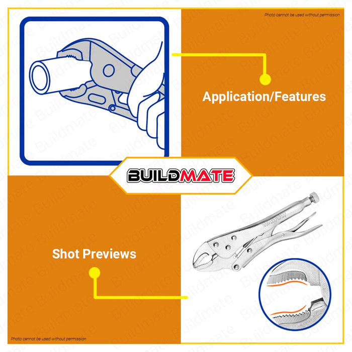 BUILDMATE Wadfow Curved Jaw Locking Plier 7" Inches Nickel Plated Wire Cutter Vice Grip Wrench Pliers Hand Tool WLP1107 - WHT