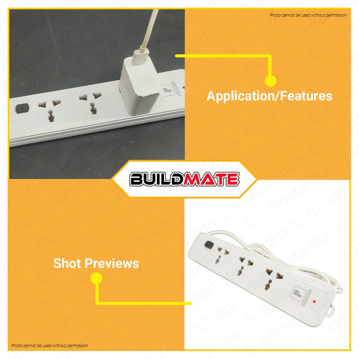 POWERHOUSE Electric Extension Cord with Single Switch Universal Outlet Socket PHEC-004 PWTA