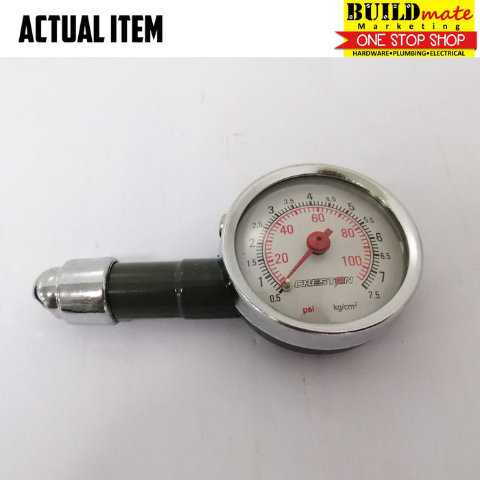 BUILDMATE Creston Dial Type Tire Gauge 100PSI Air Pressure Gauge Analog Pressure Reader for Heavy Duty Use FR3660 FR-3660