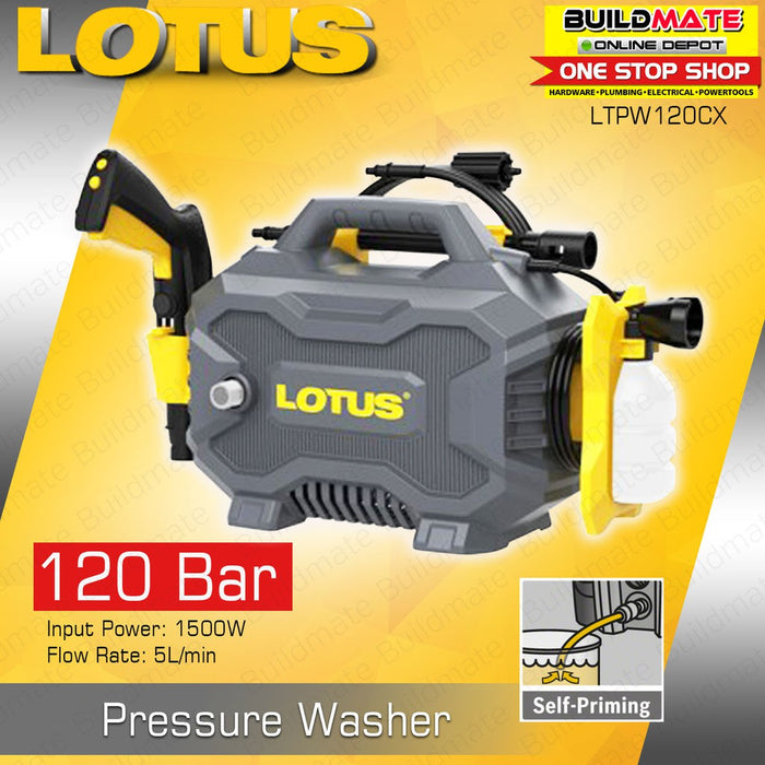 LOTUS Self Priming Pressure Washer 1500W 120 Bar LTPW120CX •BUILDMATE• LPT