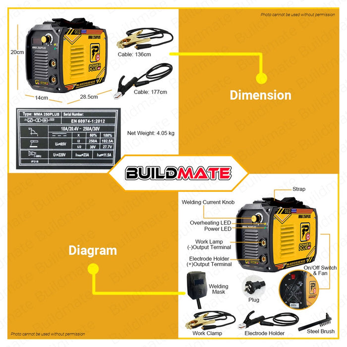 [POWERPLUS] POWERHOUSE USA 250A Portable Inverter Welding Machine MMA-250PLUS  PHWM