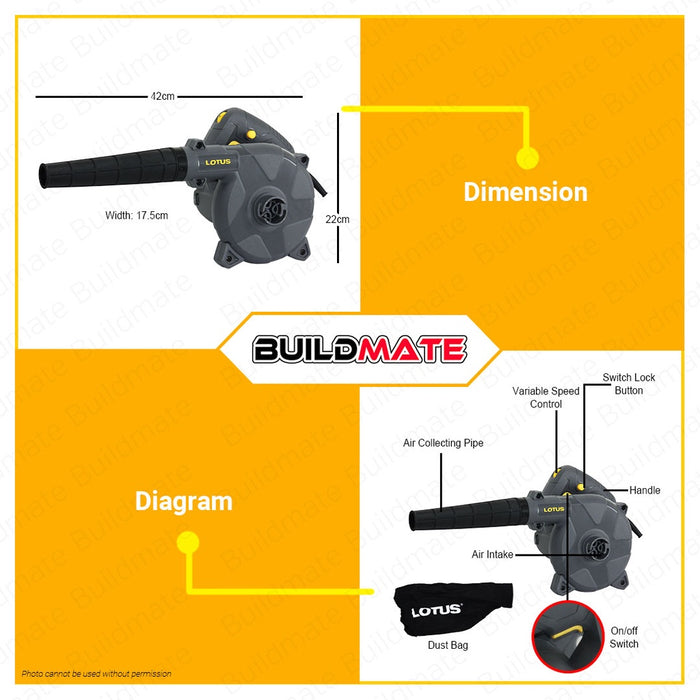 LOTUS 600w Electric Blower Air / Vacuum Variable Speed LTBL600X •BUILDMATE• LPT LUTOS