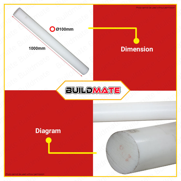 CRESTON Engineering Plastic Nylon Rod 100mm 1 Meter FY9100 •BUILDMATE•