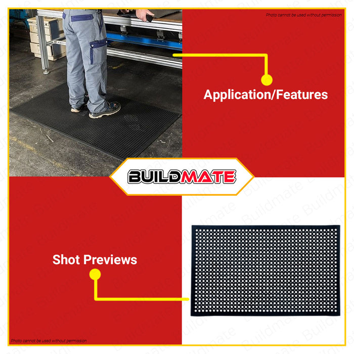 CRESTON Industrial Rubber Mat Matting 12mm x 1.5M x 0.9M FE9301 •BUILDMATE•