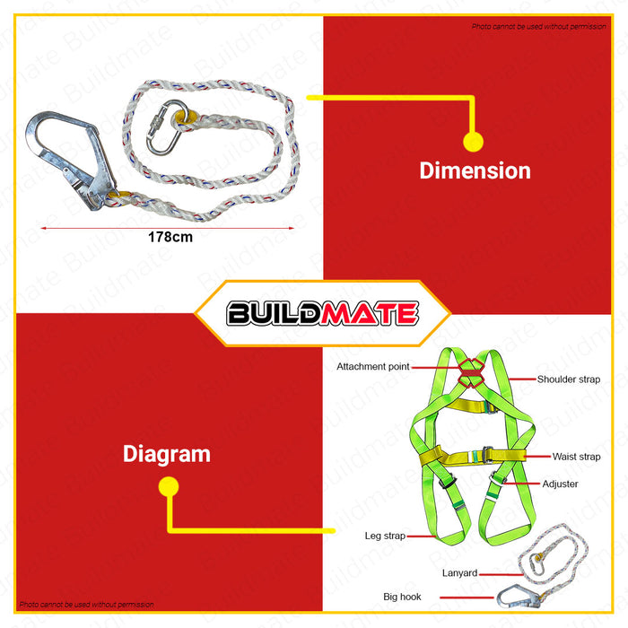 CRESTON Safety Belt Full Body with Big Hook FE5728 •BUILDMATE•