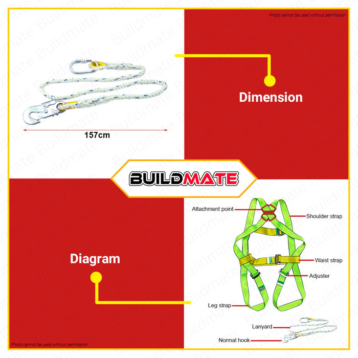 CRESTON Safety Belt Full Body with Small Hook FE5715 •BUILDMATE•