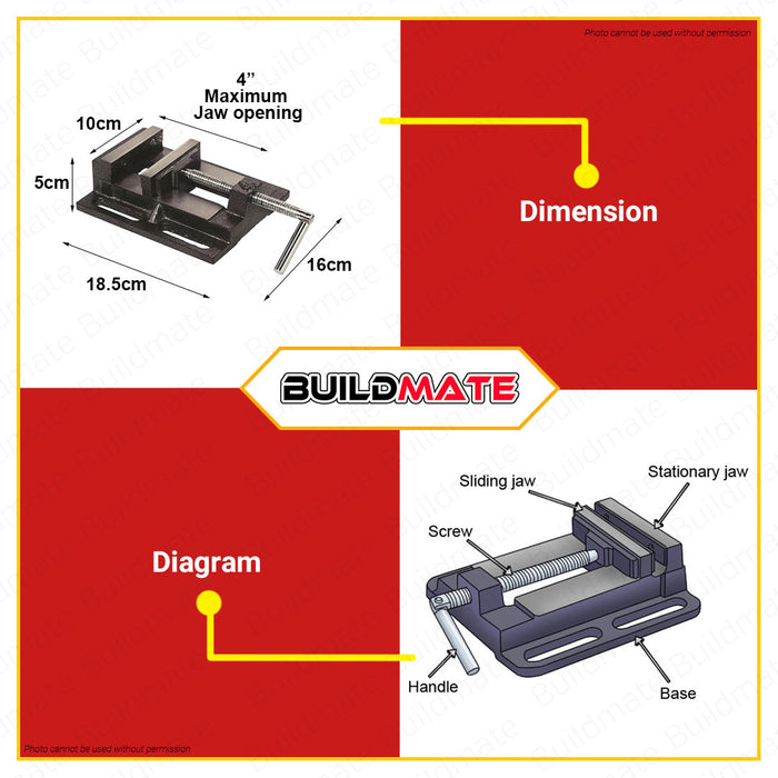 CRESTON Drill Press Vice 4" FU2284 •BUILDMATE•