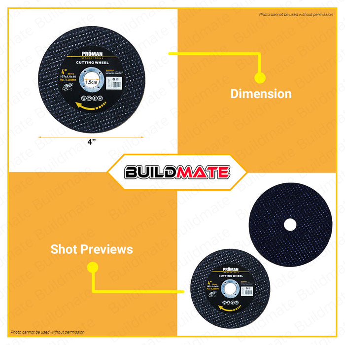 [10PCS] PROMAN GERMANY Cutting Disc Wheel 4"#100 x 1.0 PT-CW410 •BUILDMATE•