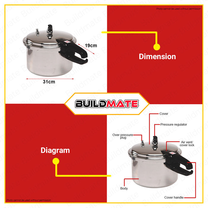 HANABISHI Aluminum Pressure Cooker 4Q HPC-4Q •BUILDMATE•