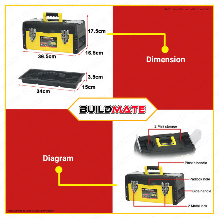 CRESTON Sheet Heavy Duty PVC / METAL Tool Box Tools Organizer Storage Tray 14'' CTB701 •BUILDMATE•