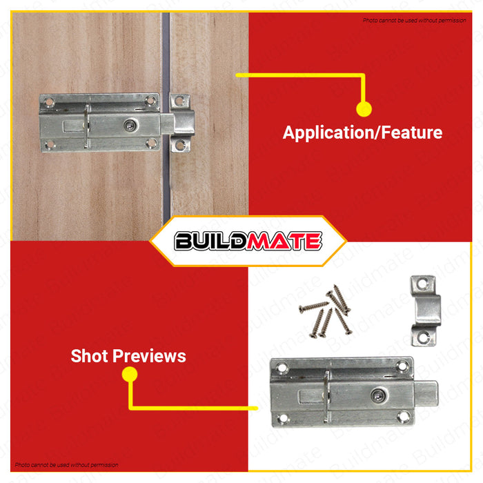 CRESTON 3" Inch Stainless Spring Door Bolt FL-2303 FL2303 •BUILDMATE•