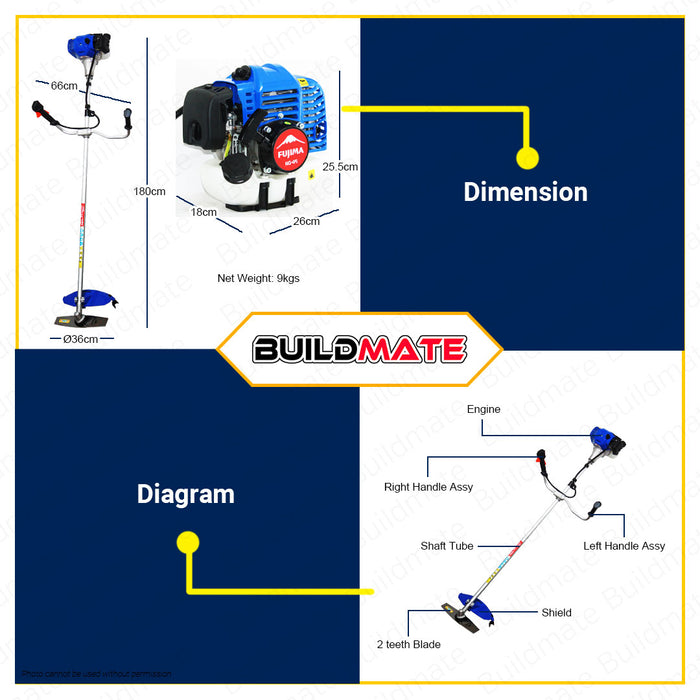 FUJIMA JAPAN Brush Cutter Grass Trimmer 1.5kW 41.5CC NG45 •BUILDMATE•