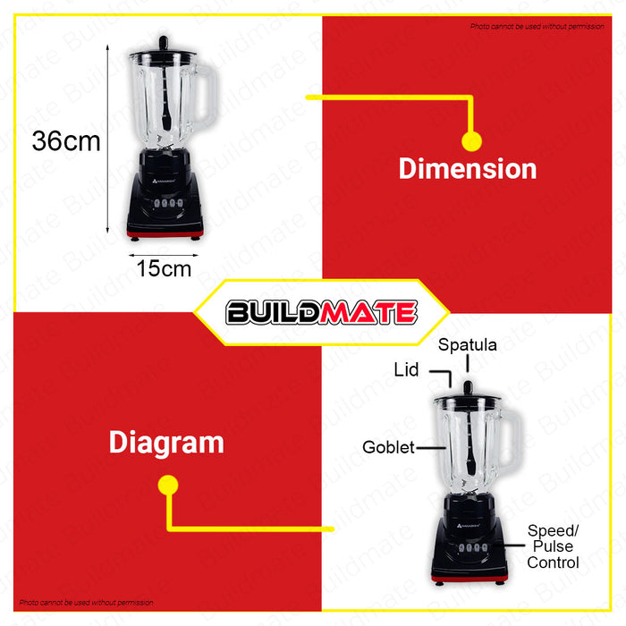 HANABISHI Juice Blender 1.5L with 2 Speed Control Pulse Function HJB-326 •BUILDMATE•