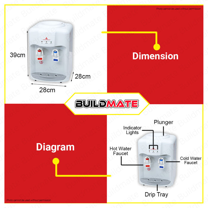 HANABISHI Table Top Water Dispenser HOT AND COLD HTTWD-200 •BUILDMATE•