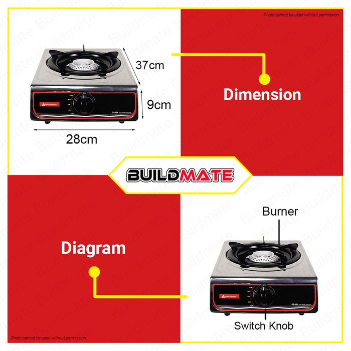 HANABISHI Single Burner Gas Stove GS-600 •BUILDMATE•