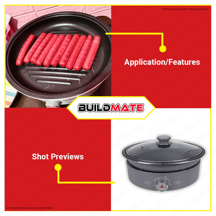 BUILDMATE Hanabishi 13 in 1 Multi Cooker / Griller 5.0L Non Stick Coating Pot & Griller Multi-Function Household Appliances HMCGRILL-50