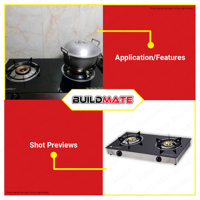 HANABISHI Gas Stove Double Burner Tempered Glass and Stainless Steel Body GGS-200 •BUILDMATE•