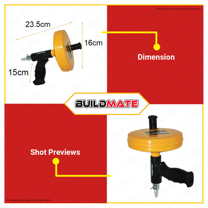 CRESTON Drain Cleaner with Case 1/4 x 4.6M FH-3950 •BUILDMATE•