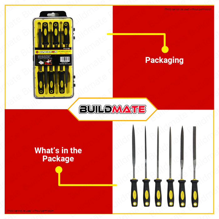 CRESTON 6 PCS/SET Needle Files Set 4mm x 180mm FH2180 •BUILDMATE•