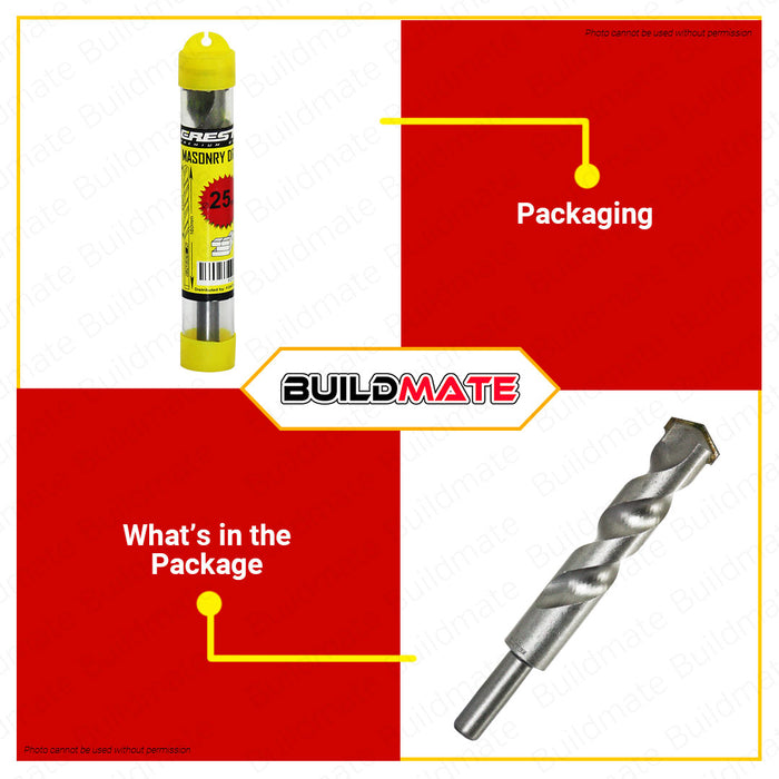 BUILDMATE Creston Masonry Drill Bit 25MM for Rotary Hammer, Concrete, Brick, Stone Hole Drilling Tool SOLD PER PIECE