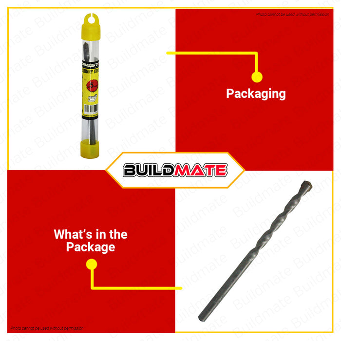 BUILDMATE Creston Masonry Drill Bit 5MM for Rotary Hammer, Concrete, Brick, Stone Hole Drilling Tool SOLD PER PIECE