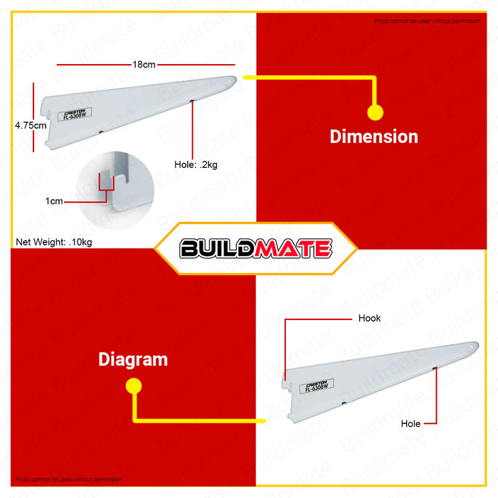 CRESTON Double Slotted Shelf Bracket 170mm FL6308W •BUILDMATE•