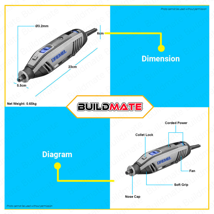 DREMEL ORIGINAL Electric Mini Drill Grinder Engraver Pen Electric Rotary Tool Grinding F0134250JA •BUILDMATE•