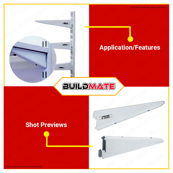 CRESTON Double Slotted Shelf Bracket 170mm FL6308W •BUILDMATE•