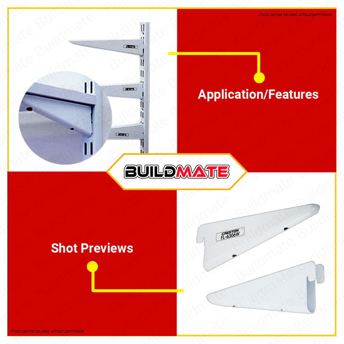 CRESTON Double Slotted Shelf Bracket 125mm FL6306W •BUILDMATE•