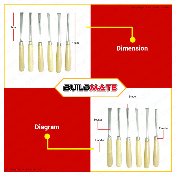 CRESTON 6 PCS Carving Tool Set FH1876 •BUILDMATE•