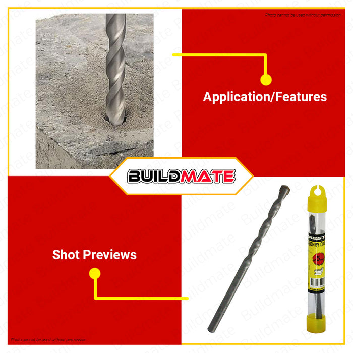 BUILDMATE Creston Masonry Drill Bit 5MM for Rotary Hammer, Concrete, Brick, Stone Hole Drilling Tool SOLD PER PIECE