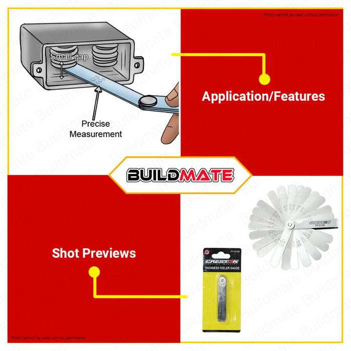 CRESTON Feeler Gauge 26 Blades Leaves FY5126 •BUILDMATE•