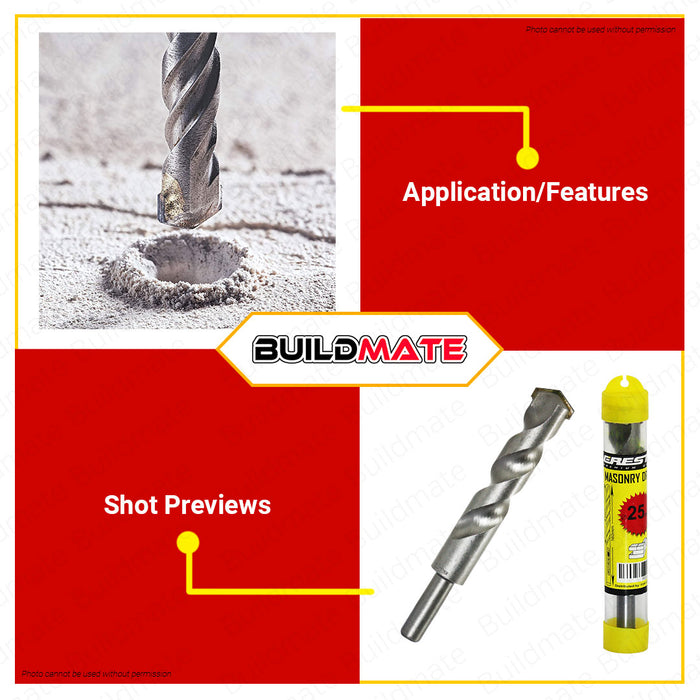 BUILDMATE Creston Masonry Drill Bit 25MM for Rotary Hammer, Concrete, Brick, Stone Hole Drilling Tool SOLD PER PIECE