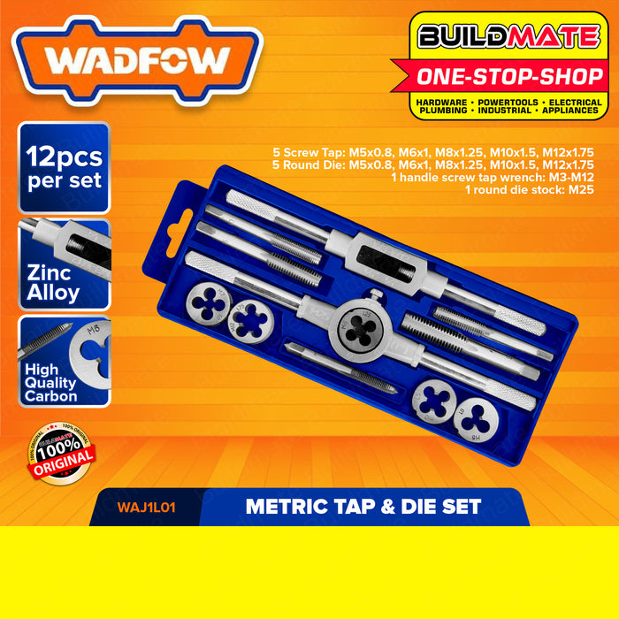 WADFOW Metric Tap And Die Set 12PCS | 20PCS [SOLD PER SET] Ratcheting Tap and Die Drive Tool w/ Case Threading Tool Set Threading Tap And Die Bits Set WAJ1L01 | WAJ1L02 •BUILDMATE• WHT