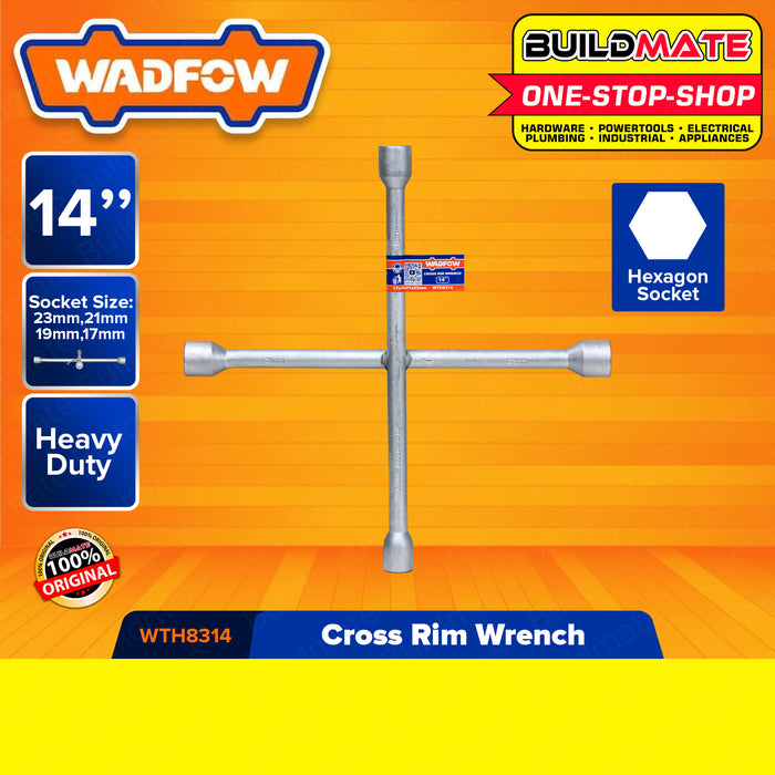 WADFOW Cross Rim Wrench 14" Inch | 16" Inch [SOLD PER PIECE] Lug Wrench 4-Way Cross Tire Iron Wrench Lug Nut Wrench for Tire Changing Extra Leverage Steel Cross Wrench WTH8314 | WTH8316 •BUILDMATE• WHT