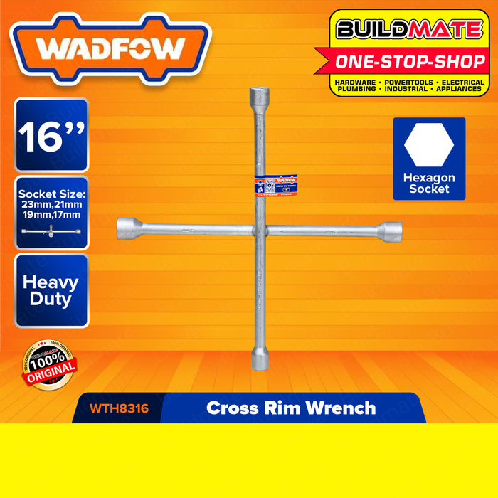 WADFOW Cross Rim Wrench 14" Inch | 16" Inch [SOLD PER PIECE] Lug Wrench 4-Way Cross Tire Iron Wrench Lug Nut Wrench for Tire Changing Extra Leverage Steel Cross Wrench WTH8314 | WTH8316 •BUILDMATE• WHT