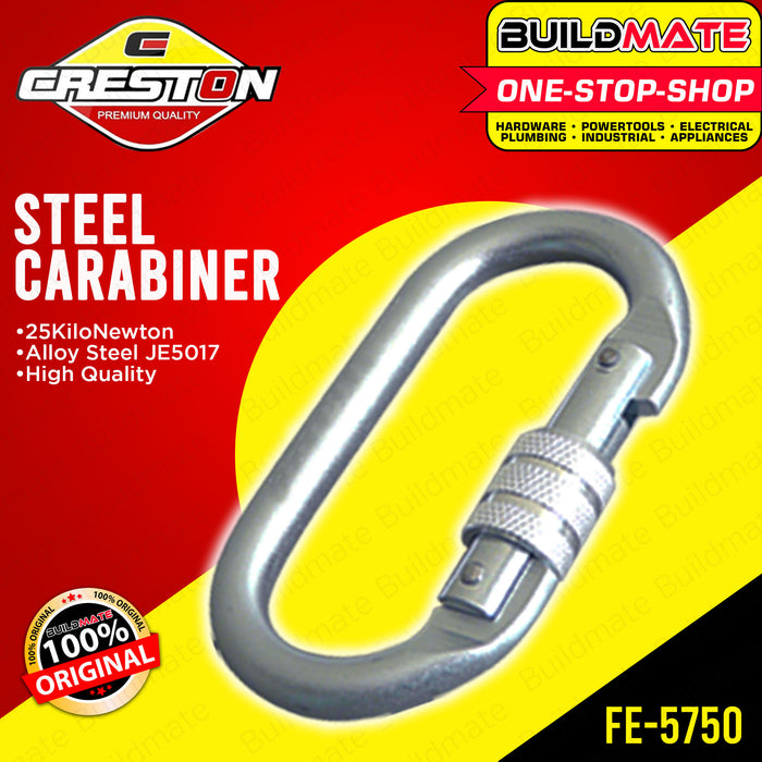 CRESTON Alloy Steel Straight Gate Carabiner 25KNm FE5750 •BUILDMATE•