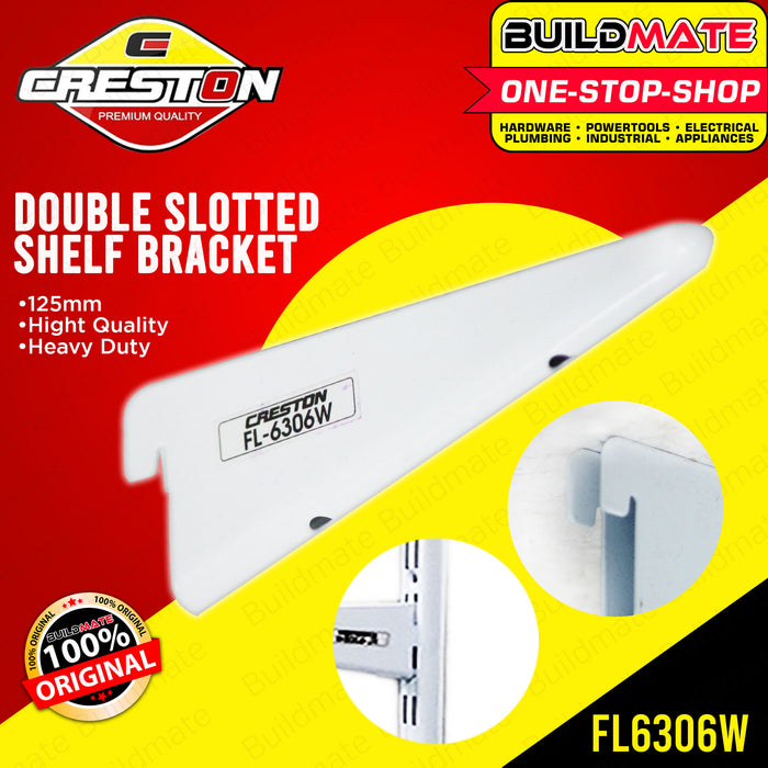 CRESTON Double Slotted Shelf Bracket 125mm FL6306W •BUILDMATE•