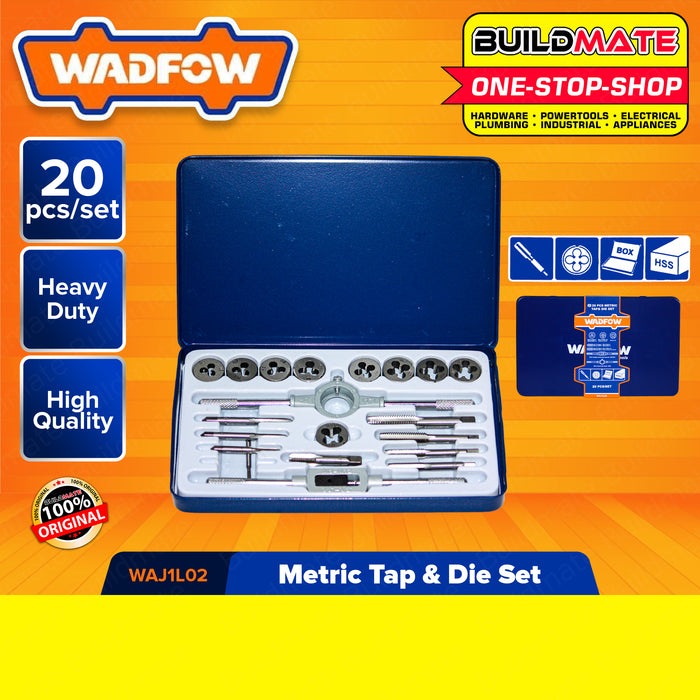 WADFOW Metric Tap And Die Set 12PCS | 20PCS [SOLD PER SET] Ratcheting Tap and Die Drive Tool w/ Case Threading Tool Set Threading Tap And Die Bits Set WAJ1L01 | WAJ1L02 •BUILDMATE• WHT