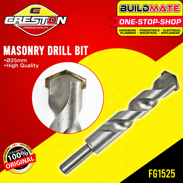 BUILDMATE Creston Masonry Drill Bit 25MM for Rotary Hammer, Concrete, Brick, Stone Hole Drilling Tool SOLD PER PIECE