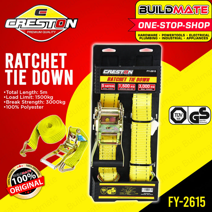 CRESTON Ratchet Tie Down 28mm x 5 Meters FY2615 •BUILDMATE•