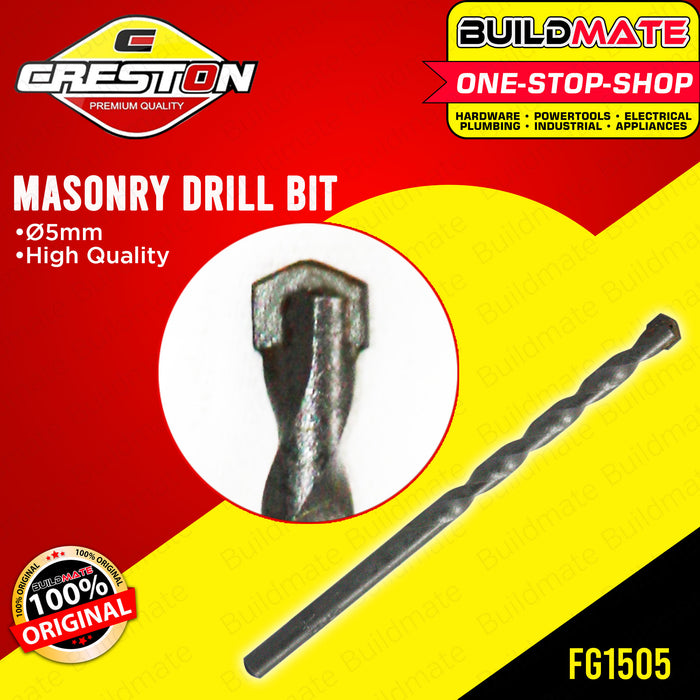 BUILDMATE Creston Masonry Drill Bit 5MM for Rotary Hammer, Concrete, Brick, Stone Hole Drilling Tool SOLD PER PIECE