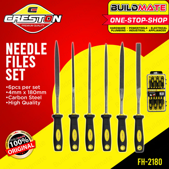 CRESTON 6 PCS/SET Needle Files Set 4mm x 180mm FH2180 •BUILDMATE•