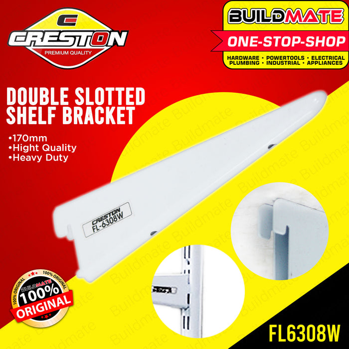 CRESTON Double Slotted Shelf Bracket 170mm FL6308W •BUILDMATE•