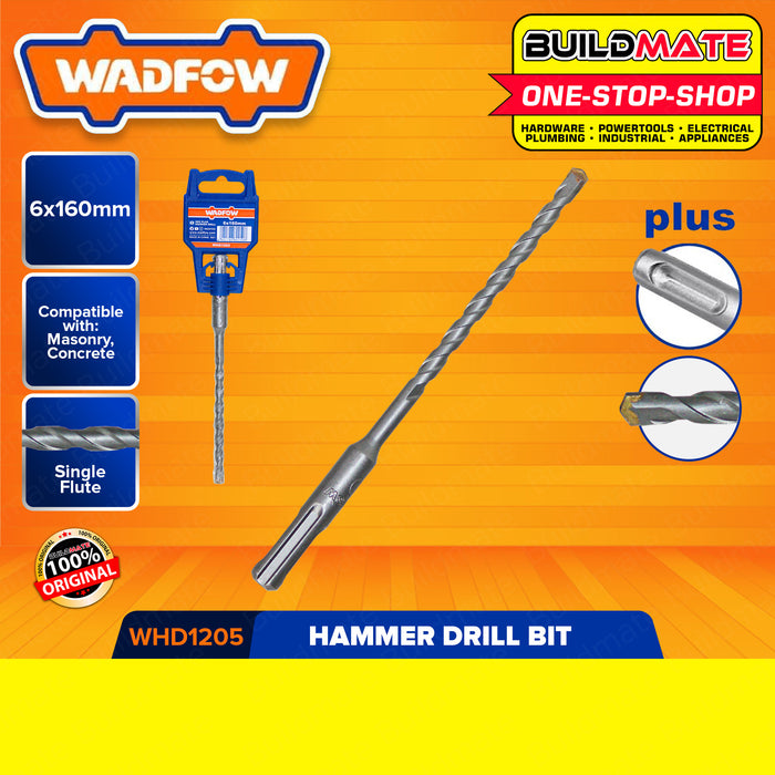 WADFOW Hammer Rotary SDS Plus Drill Bit 110mm | 160mm [SOLD PER PIECE] Hammer Drill Bits Carbide Masonry Drill Bit For Brick, Stone, and Concrete WHD1204 | WHD1205 | WHD1206 | WHD1207 | WHD1208 | •BUILDMATE• WHT