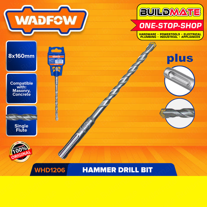 WADFOW Hammer Rotary SDS Plus Drill Bit 110mm | 160mm [SOLD PER PIECE] Hammer Drill Bits Carbide Masonry Drill Bit For Brick, Stone, and Concrete WHD1204 | WHD1205 | WHD1206 | WHD1207 | WHD1208 | •BUILDMATE• WHT