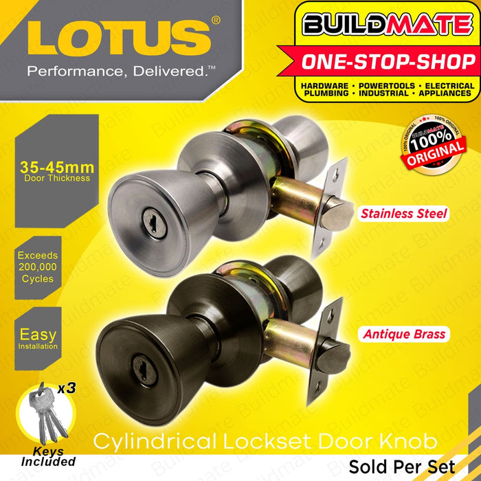 LOTUS / EL / STAR WHEEL Cylindrical Entrance Lockset Doorlock Door Lock Knob Set With Keys BUILDMATE