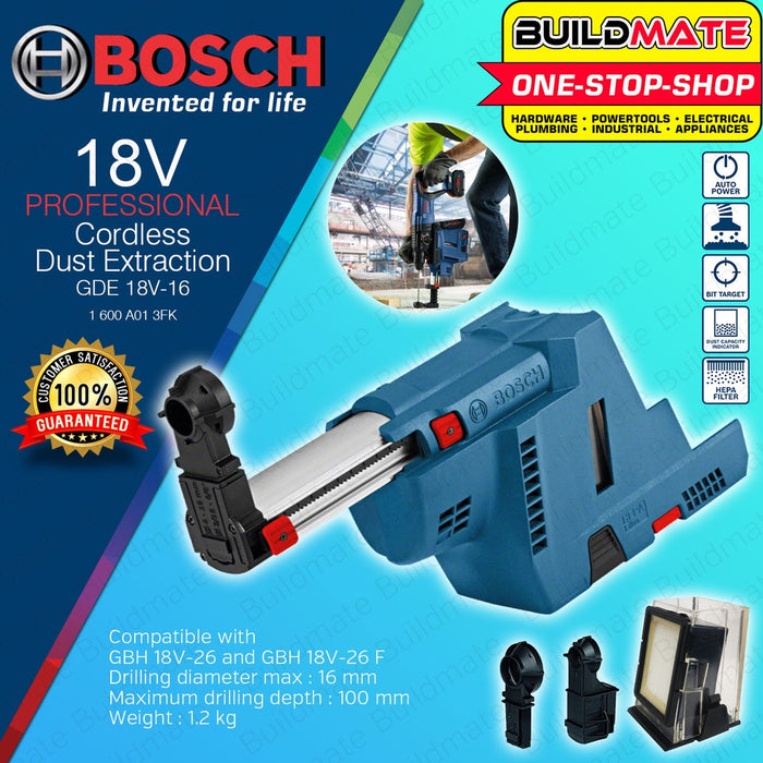 BOSCH Professional Cordless Dust Extraction For Rotary Hammer GDE 18V-16 1600A013FK •BUILDMATE• BPT